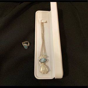 Sterling silver ring and necklace set